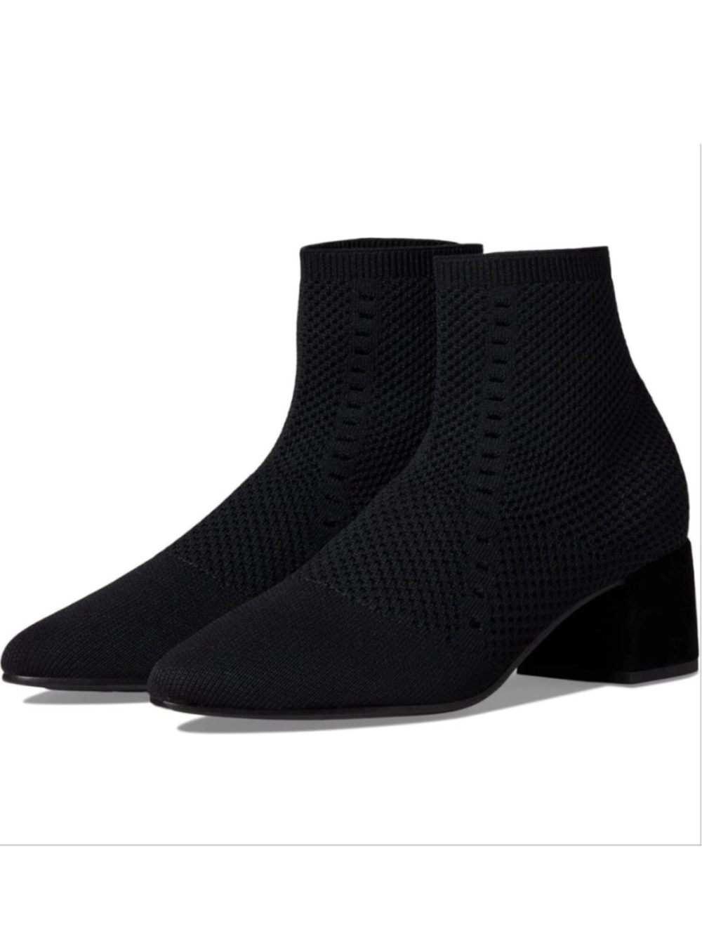 EILEEN FISHER Honey Stretch Knit Booties Boots 6.5 Women Black Block Heel $235